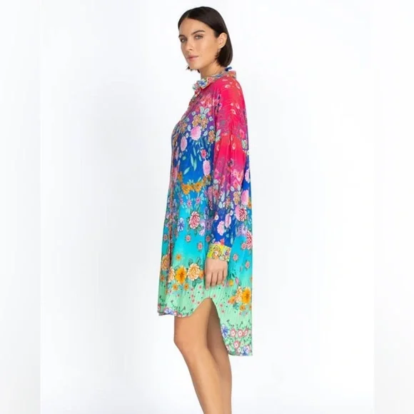 NEW Johnny Was Rainbow Midi Shirt Dress - Picture 6 of 15